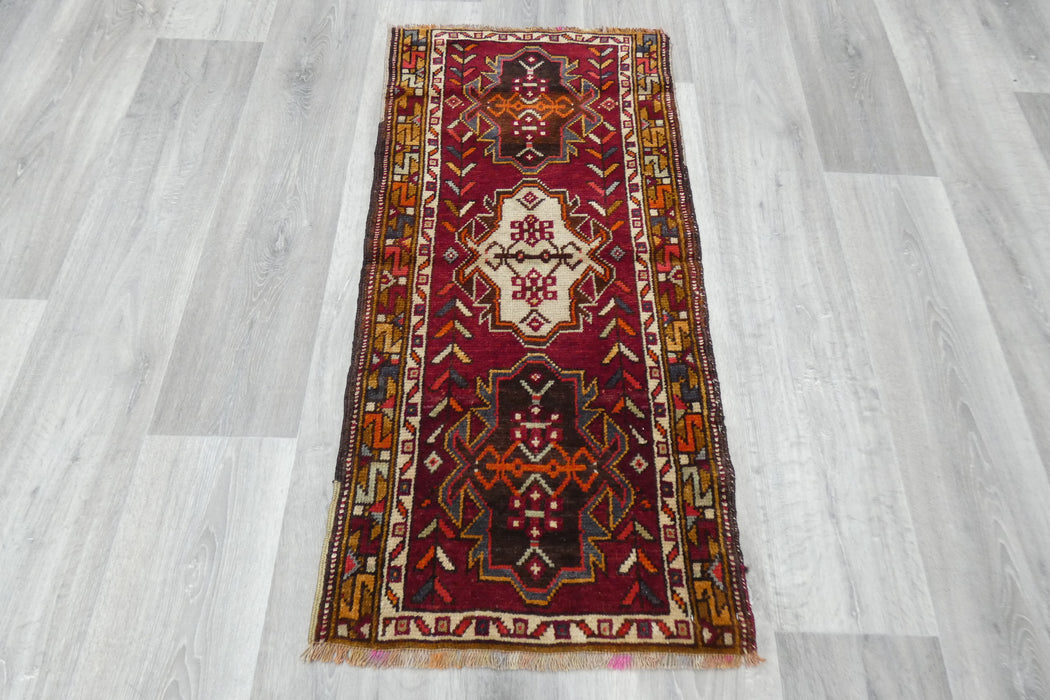 Vintage Hand Knotted Anatolian Turkish Rug Size: 108 x 52cm- Rugs Direct 
