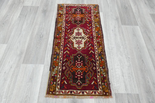 Vintage Hand Knotted Anatolian Turkish Rug Size: 108 x 52cm- Rugs Direct 