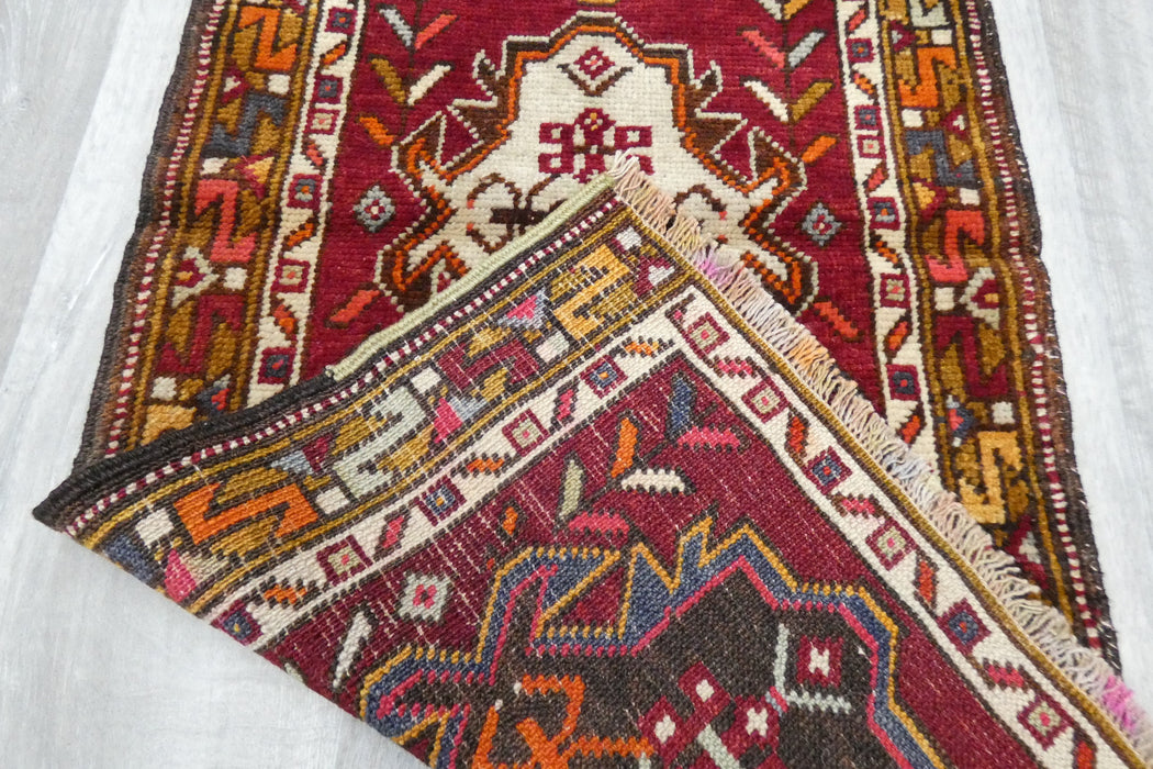 Vintage Hand Knotted Anatolian Turkish Rug Size: 108 x 52cm- Rugs Direct 