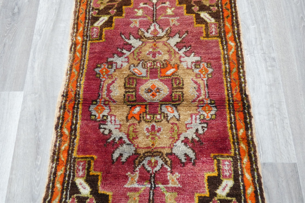 Vintage Hand Knotted Anatolian Turkish Rug Size: 120 x 60cm- Rugs Direct 
