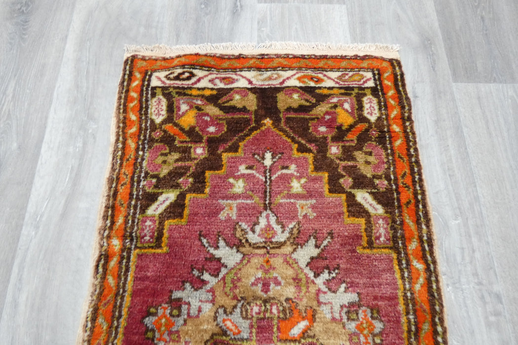 Vintage Hand Knotted Anatolian Turkish Rug Size: 120 x 60cm- Rugs Direct 