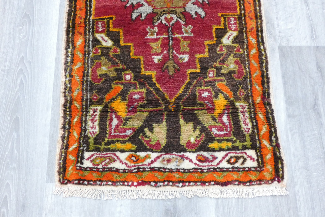 Vintage Hand Knotted Anatolian Turkish Rug Size: 125 x 56cm- Rugs Direct 
