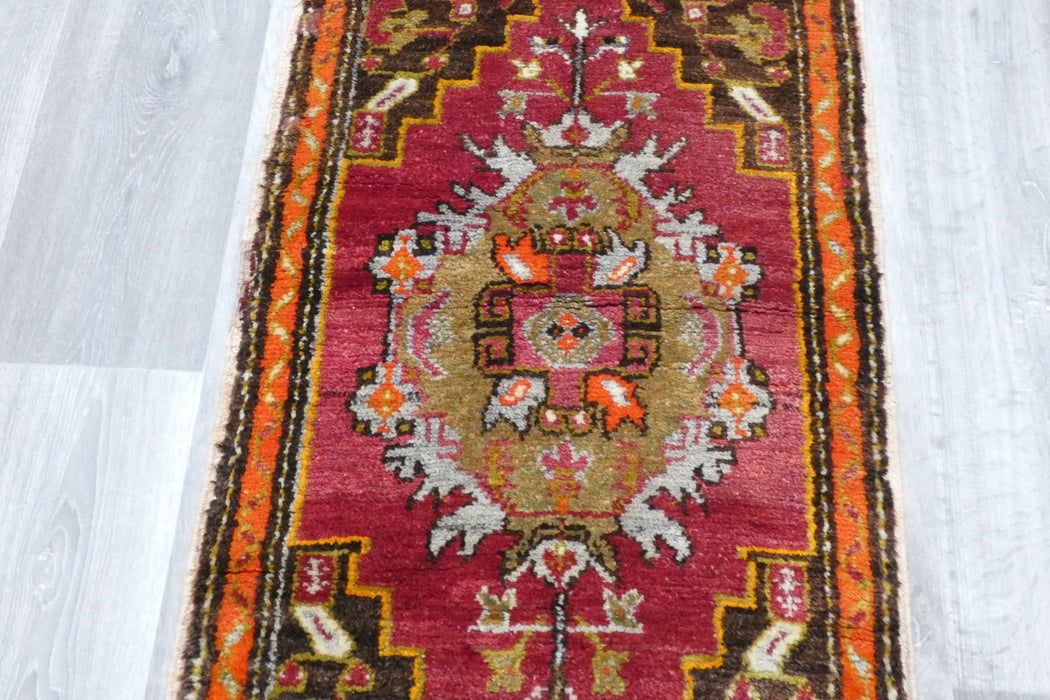 Vintage Hand Knotted Anatolian Turkish Rug Size: 125 x 56cm- Rugs Direct 