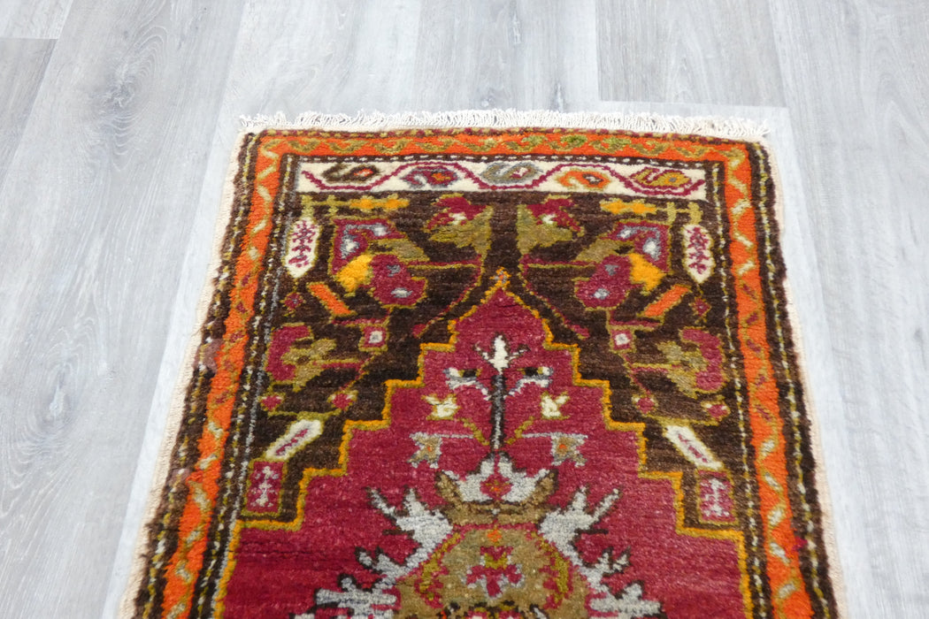 Vintage Hand Knotted Anatolian Turkish Rug Size: 125 x 56cm- Rugs Direct 