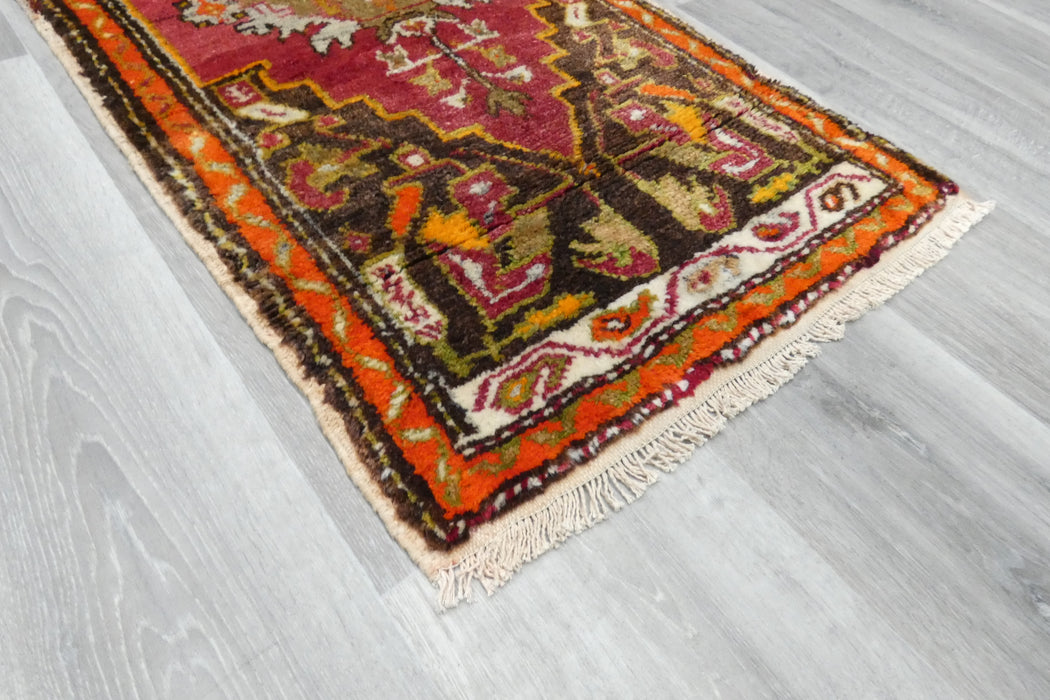 Vintage Hand Knotted Anatolian Turkish Rug Size: 125 x 56cm- Rugs Direct 