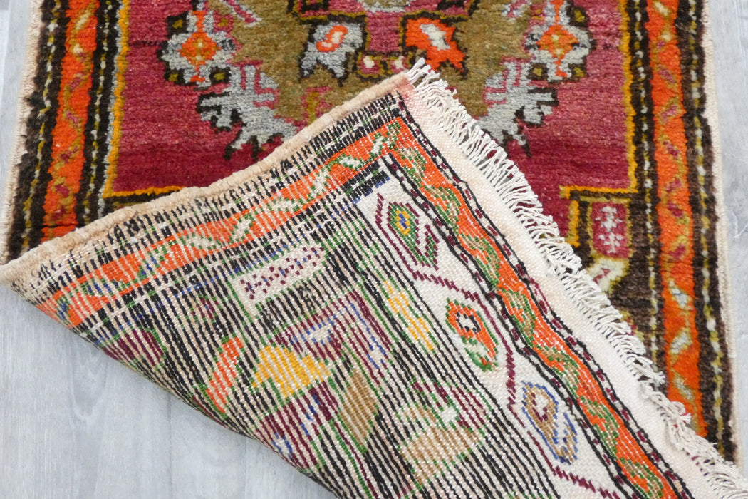 Vintage Hand Knotted Anatolian Turkish Rug Size: 125 x 56cm- Rugs Direct 