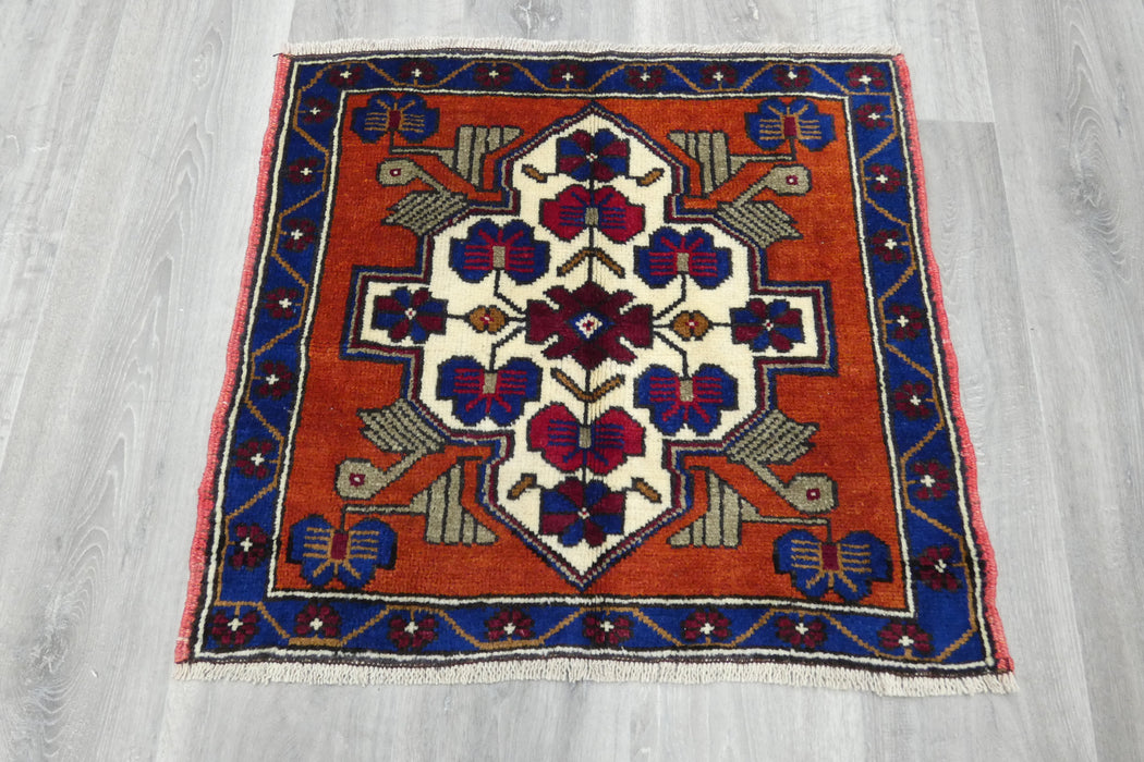 Vintage Hand Knotted Anatolian Turkish Rug Size: 65 x 72cm- Rugs Direct 