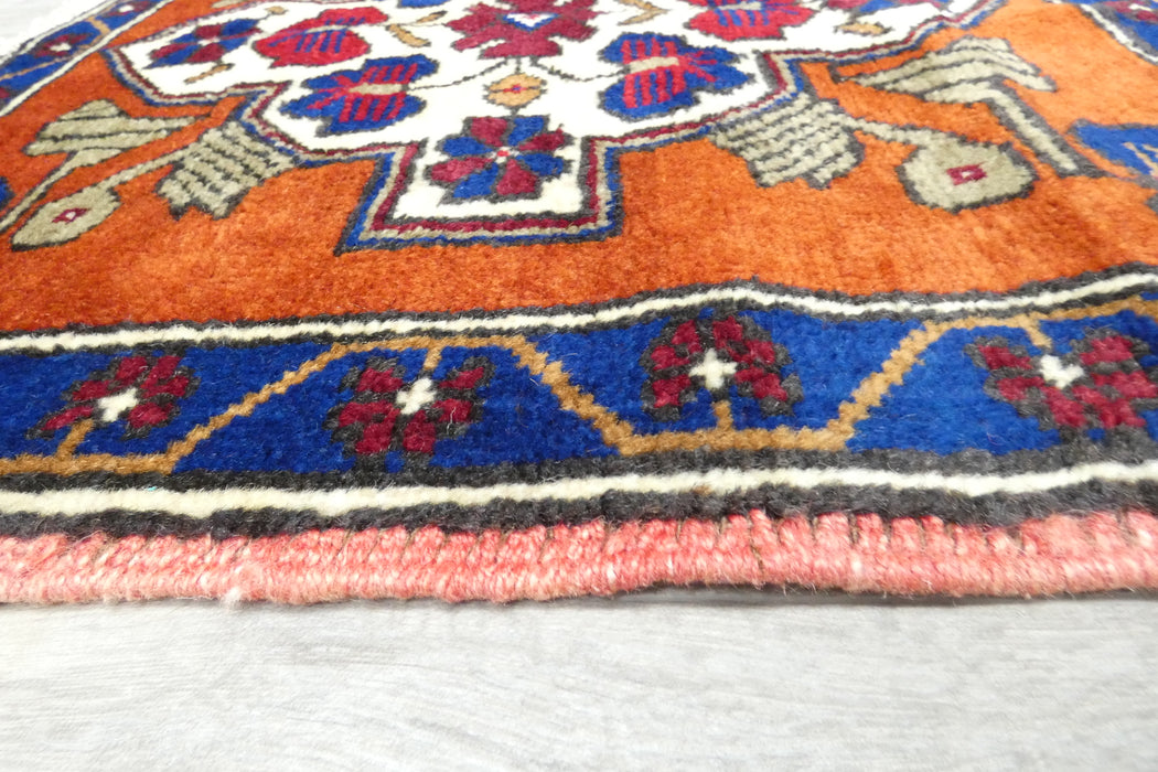 Vintage Hand Knotted Anatolian Turkish Square  Rug Size: 65 x 70cm- Rugs Direct 