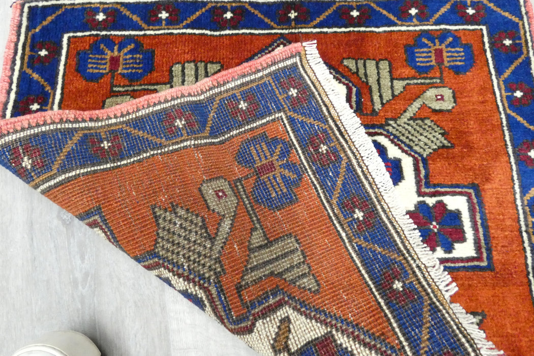 Vintage Hand Knotted Anatolian Turkish Square  Rug Size: 65 x 70cm- Rugs Direct 