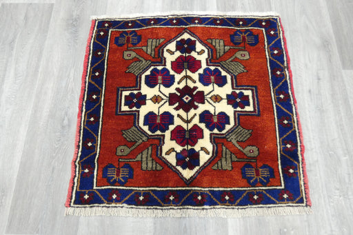 Vintage Hand Knotted Anatolian Turkish Square  Rug Size: 65 x 70cm- Rugs Direct 