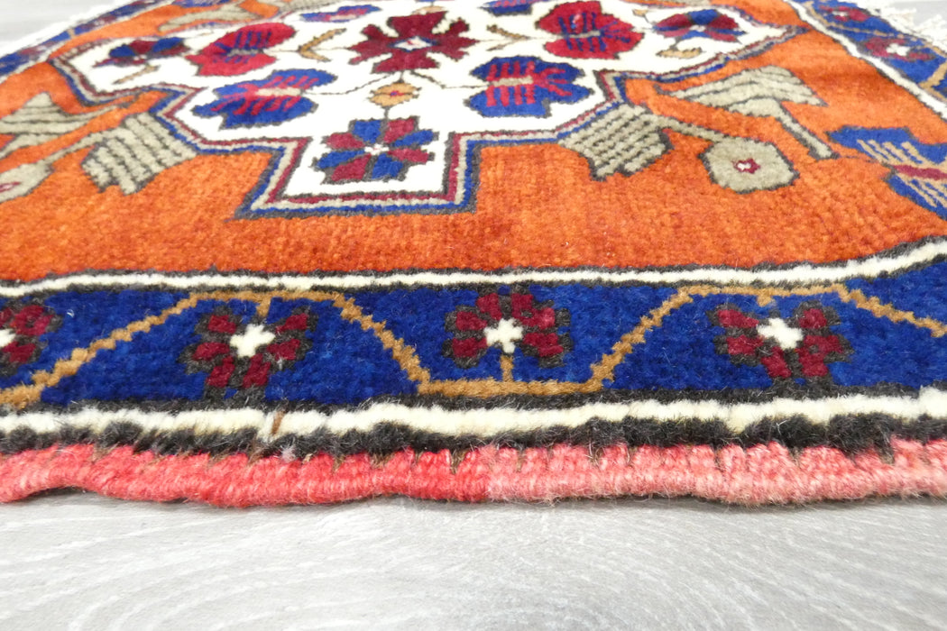 Vintage Hand Knotted Anatolian Turkish Square  Rug Size: 65 x 70cm- Rugs Direct 