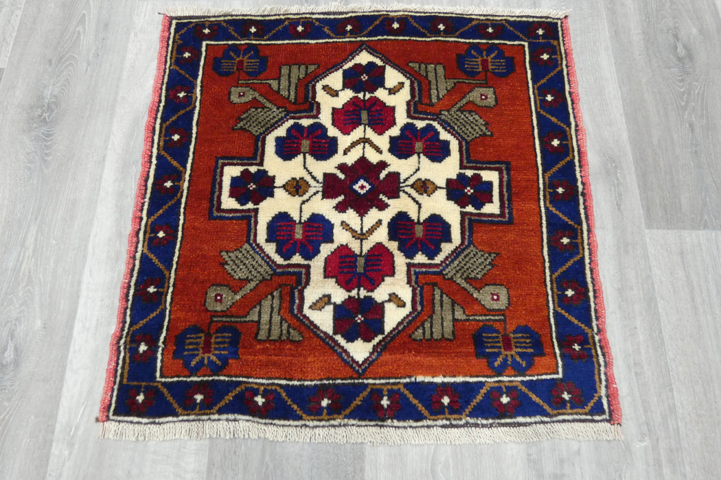 Vintage Hand Knotted Anatolian Turkish Square  Rug Size: 66 x 67cm- Rugs Direct
