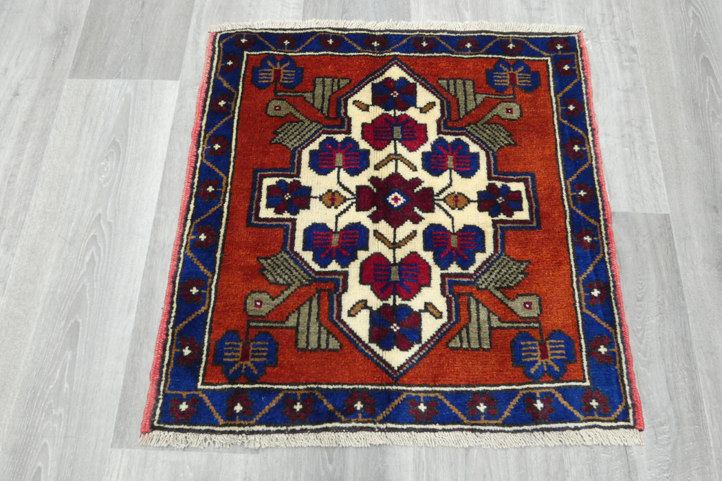 Vintage Hand Knotted Anatolian Turkish Square  Rug Size: 67 x 67cm- Rugs Direct 