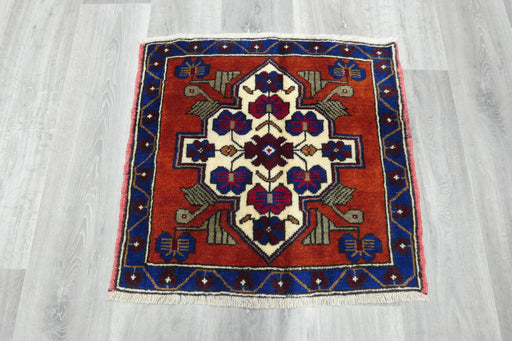 Vintage Hand Knotted Anatolian Turkish Square  Rug Size: 65 x 68cm- Rugs Direct 