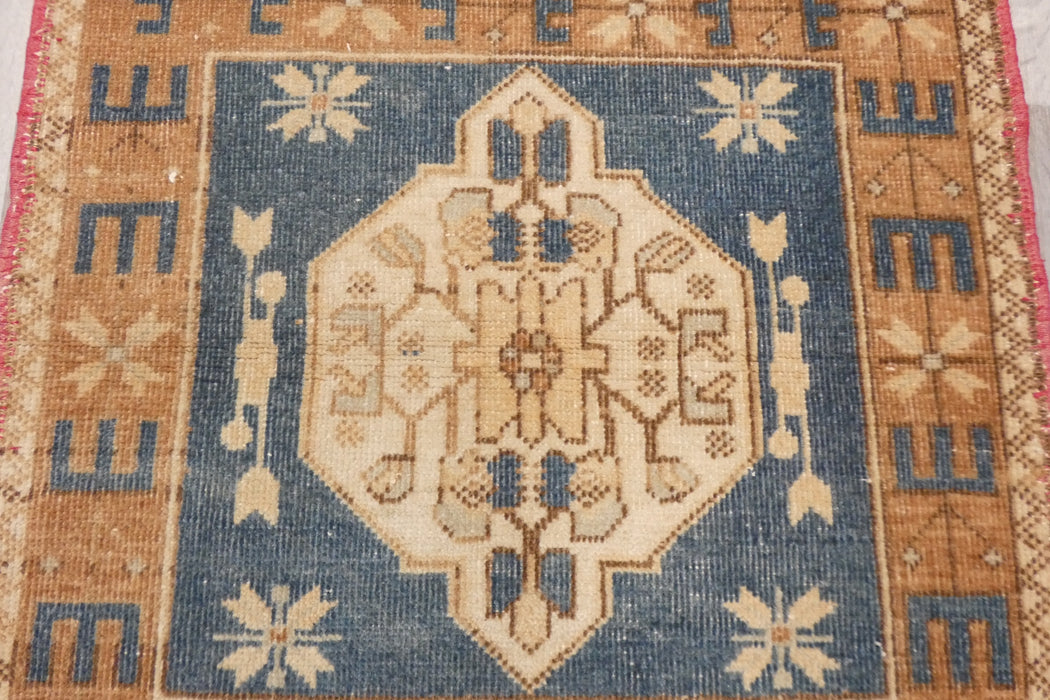 Vintage Hand Knotted Anatolian Turkish Square Rug Size: 88 x 63cm- Rugs Direct 