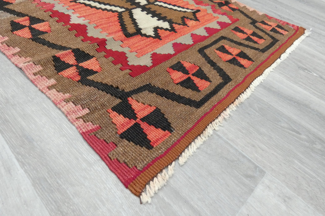 Handwoven Turkish Kilim Runner Rug 120 x 58cm | Vintage Anatolian Wool Flatweave - Rugs Direct 