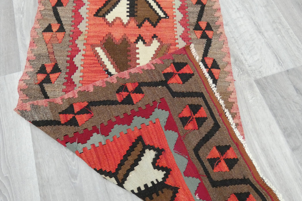 Handwoven Turkish Kilim Runner Rug 120 x 58cm | Vintage Anatolian Wool Flatweave - Rugs Direct 
