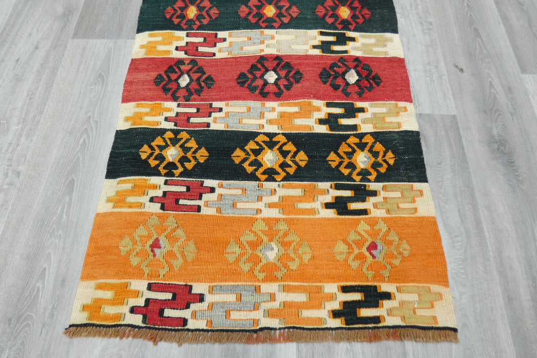 Authentic Handwoven Turkish Kilim Rug 143 x 72cm | Vintage Anatolian Wool Flatweave- Rugs Direct