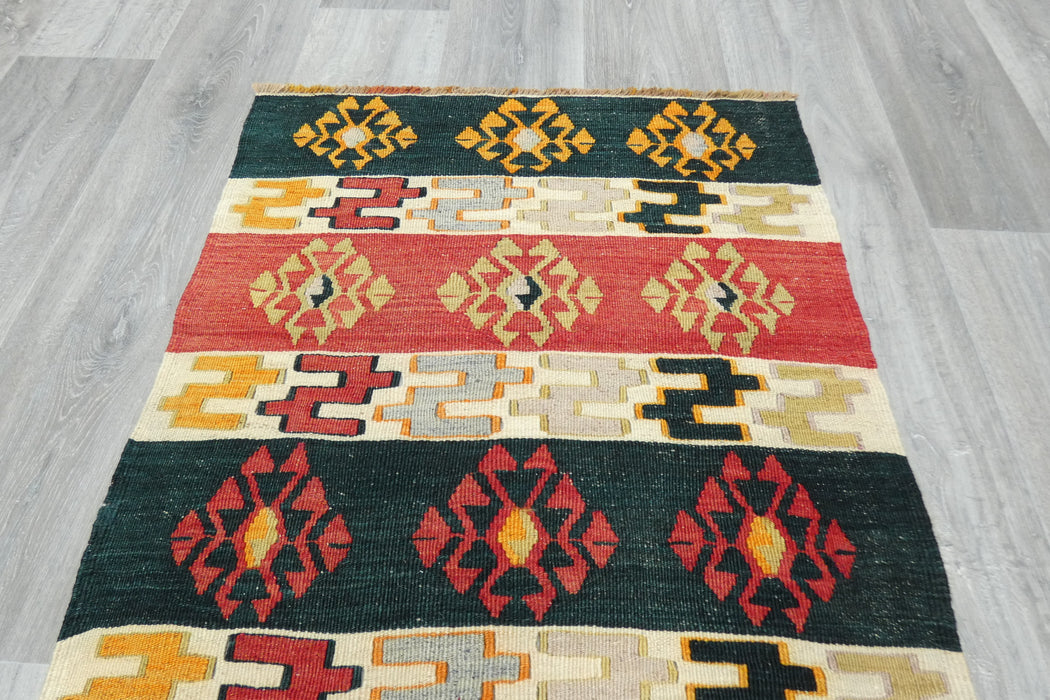 Authentic Handwoven Turkish Kilim Rug 143 x 72cm | Vintage Anatolian Wool Flatweave- Rugs Direct