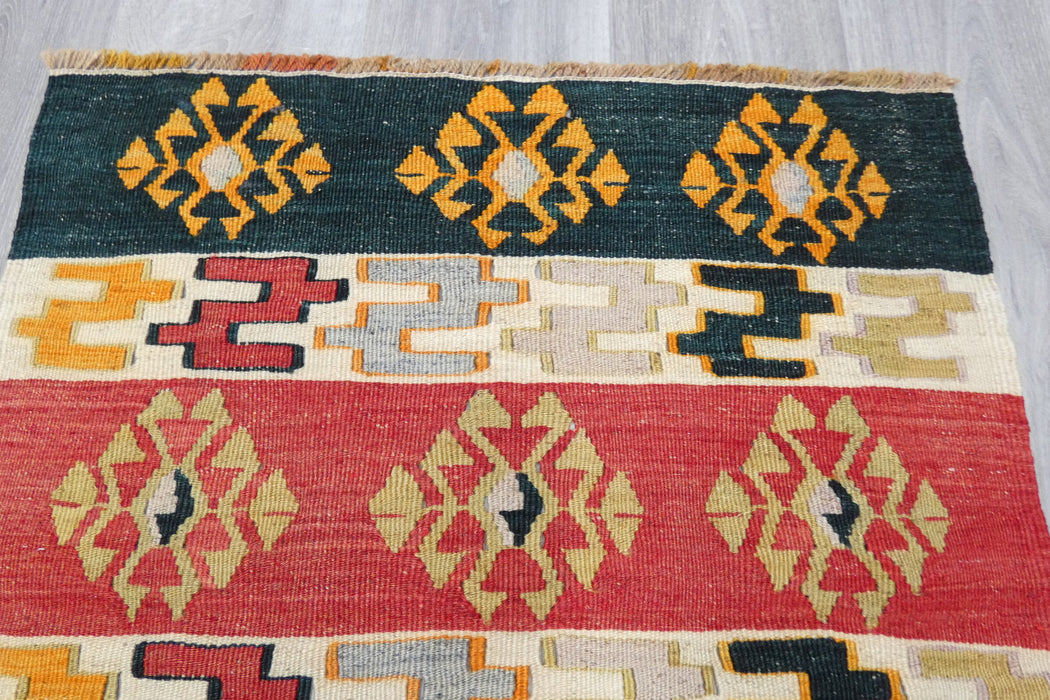 Authentic Handwoven Turkish Kilim Rug 143 x 72cm | Vintage Anatolian Wool Flatweave- Rugs Direct
