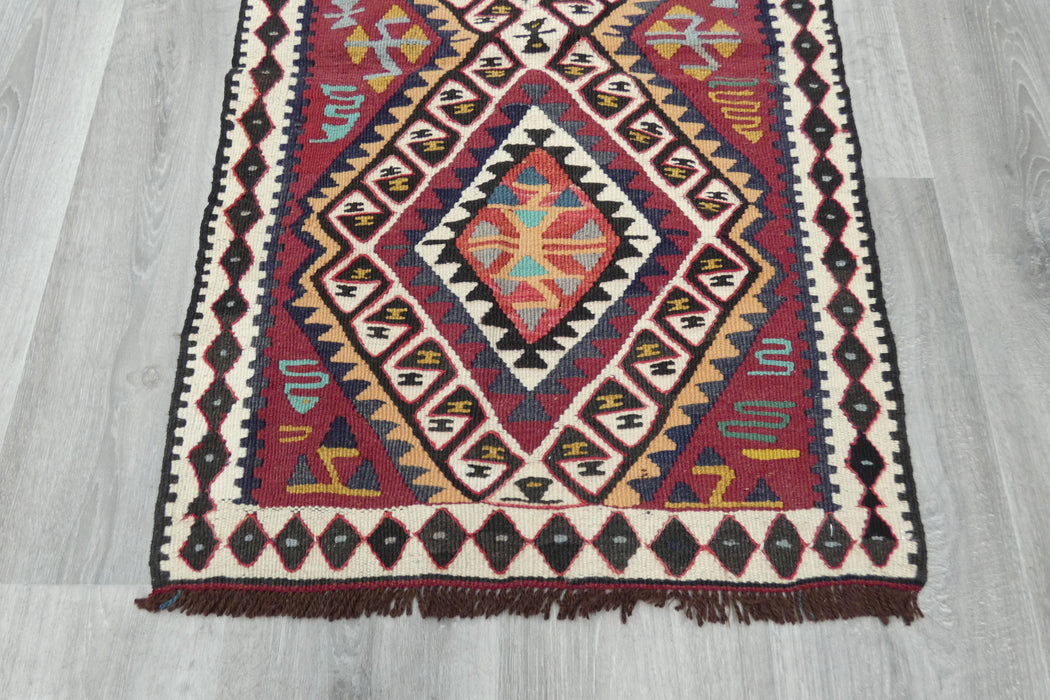 Authentic Handwoven Turkish Kilim Rug 103 x 62cm | Vintage Anatolian Wool Flatweave Rug- Rugs Direct 