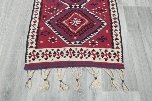 Authentic Handwoven Turkish Kilim Rug 82 x 62cm | Anatolian Wool Flatweave with Tassels- Rugs Direct 