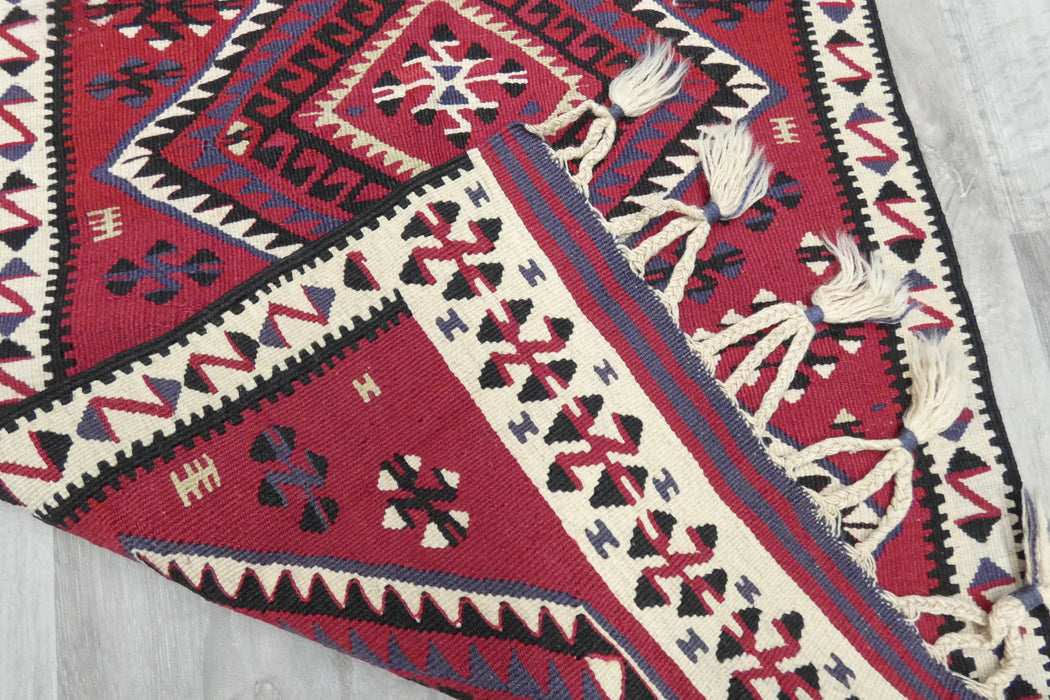 Authentic Handwoven Turkish Kilim Rug 82 x 62cm | Anatolian Wool Flatweave with Tassels- Rugs Direct 