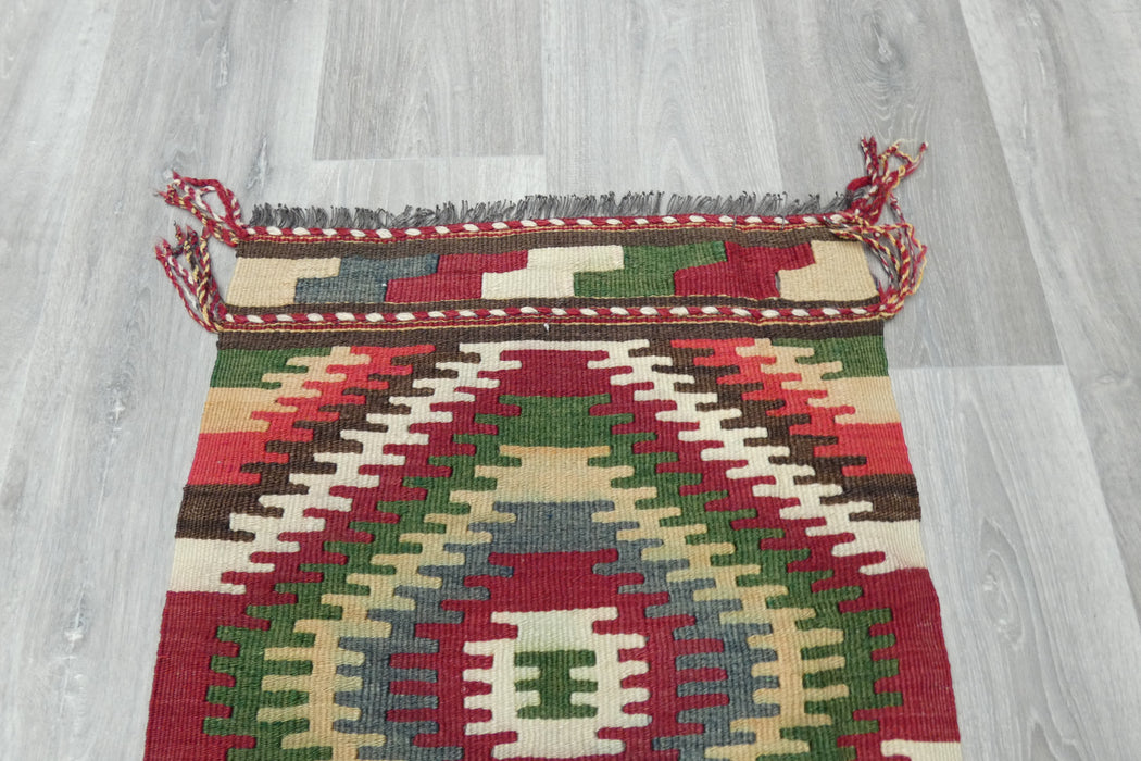 Authentic Handwoven Turkish Kilim Runner Rug 116 x 53cm | Anatolian Wool Flatweave- Rugs Direct 