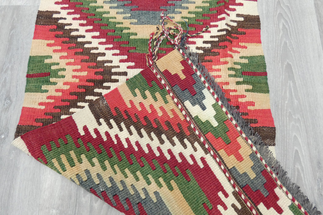 Authentic Handwoven Turkish Kilim Runner Rug 116 x 53cm | Anatolian Wool Flatweave- Rugs Direct 