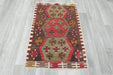 Authentic Turkish Kilim Rug 90 x 60cm | Geometric Anatolian Wool Flatweave- Rugs Direct 