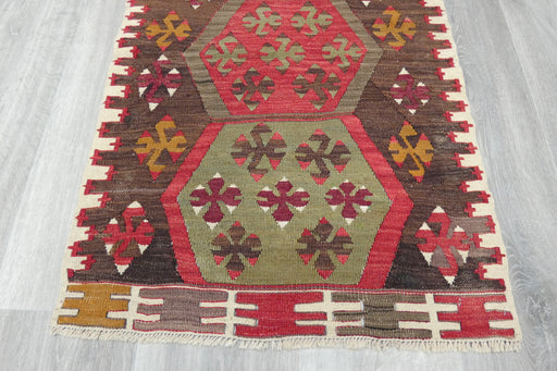 Authentic Turkish Kilim Rug 90 x 60cm | Geometric Anatolian Wool Flatweave- Rugs Direct 
