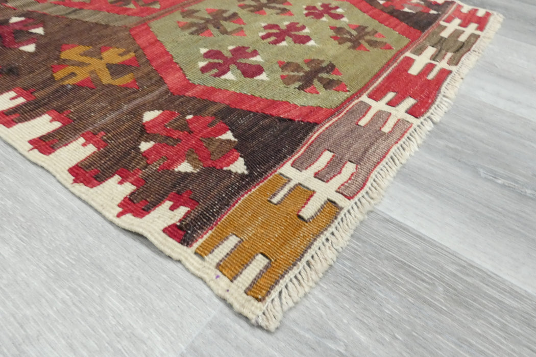 Authentic Turkish Kilim Rug 90 x 60cm | Geometric Anatolian Wool Flatweave- Rugs Direct 