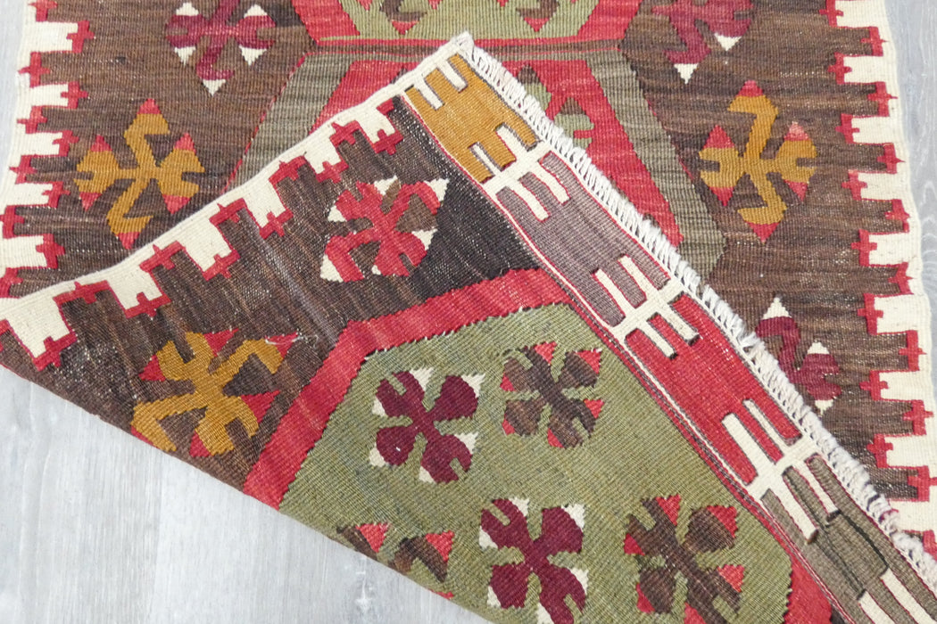 Authentic Turkish Kilim Rug 90 x 60cm | Geometric Anatolian Wool Flatweave- Rugs Direct 