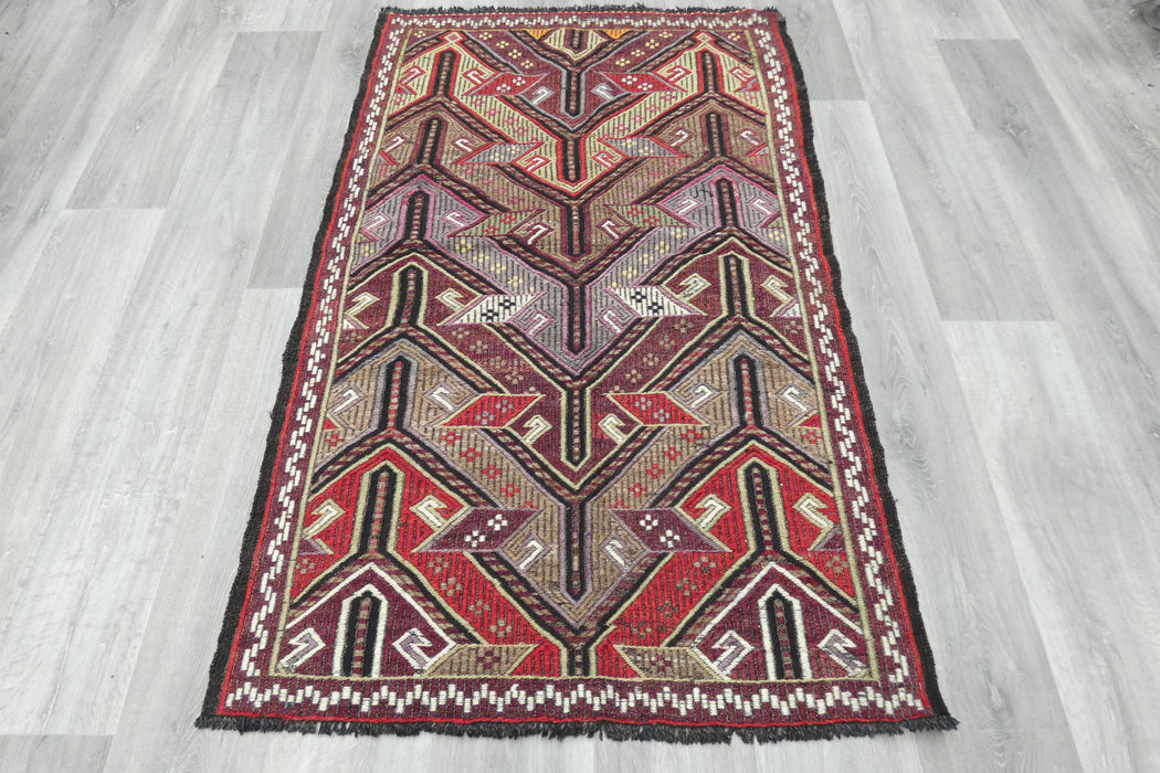 Authentic Turkish Kilim Rug 155 x 95cm | Geometric Anatolian Wool Rug- Rugs Direct 