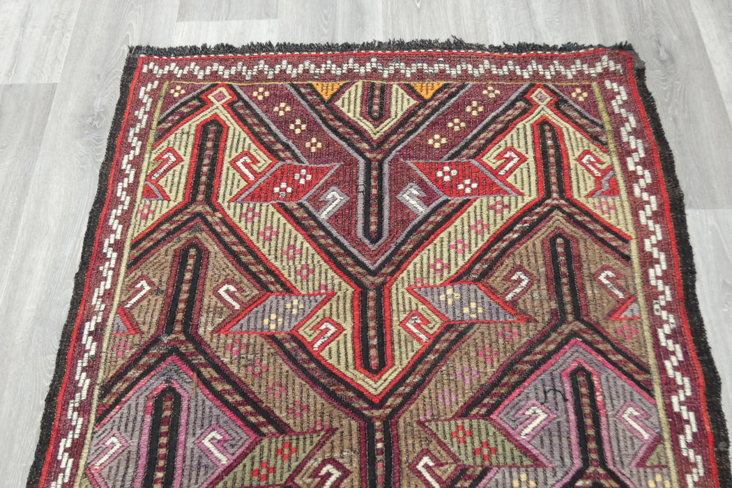 Authentic Turkish Kilim Rug 155 x 95cm | Geometric Anatolian Wool Rug- Rugs Direct 