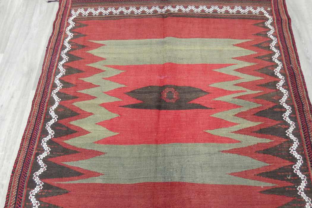 Turkish Kilim Rug 132 x 122cm | Handwoven Anatolian Tribal Design- Rugs Direct 
