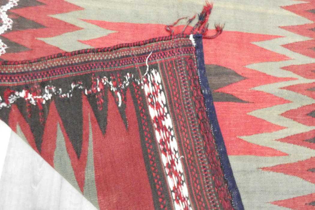 Turkish Kilim Rug 132 x 122cm | Handwoven Anatolian Tribal Design- Rugs Direct 