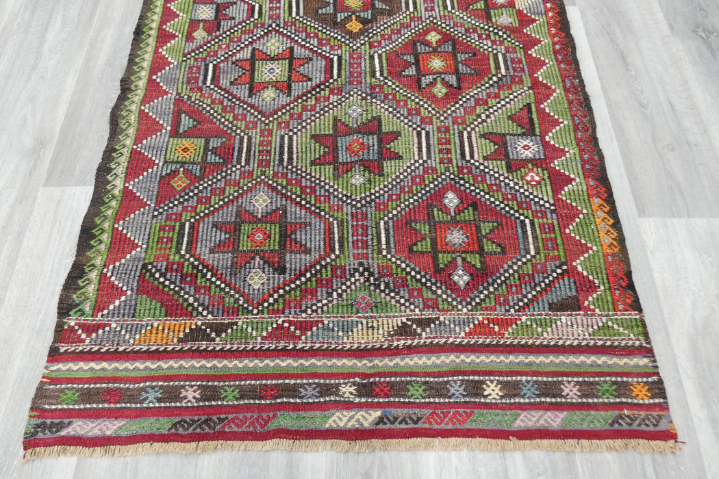 Turkish Kilim Rug 143 x 106cm | Handwoven Anatolian Geometric Design- Rugs Direct 