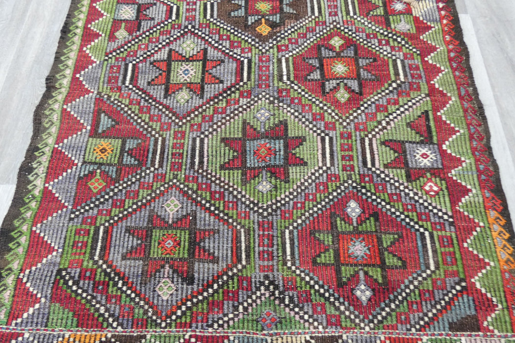 Turkish Kilim Rug 143 x 106cm | Handwoven Anatolian Geometric Design- Rugs Direct 