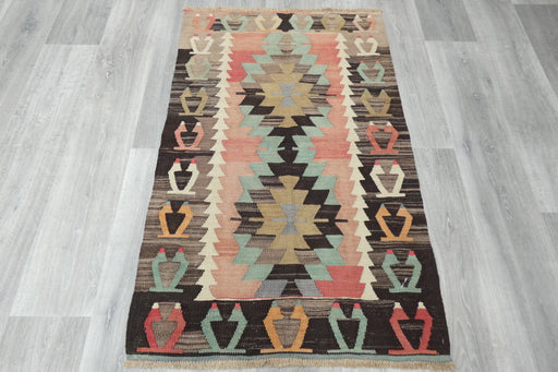 Turkish Kilim Rug 128 x 80cm | Pastel Anatolian Geometric Design- RUGS DIRECT 
