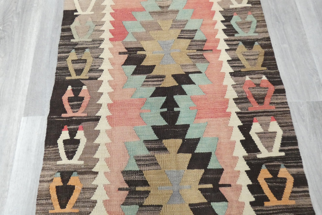 Turkish Kilim Rug 128 x 80cm | Pastel Anatolian Geometric Design- RUGS DIRECT 