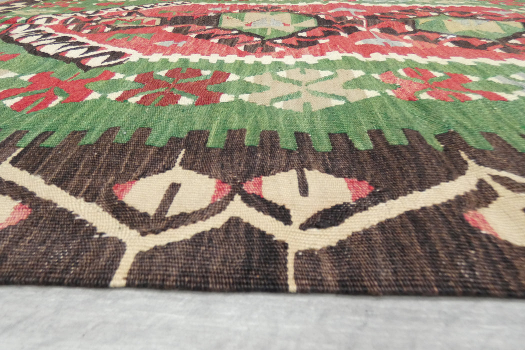 Handwoven Turkish Kilim Accent Rug 130 x 100cm | Geometric Wool Flatweave- Rugs Direct 