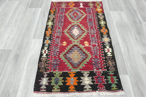 Handwoven Turkish Kilim Accent Rug 130 x 80cm | Geometric Wool Flatweave- Rugs Direct 