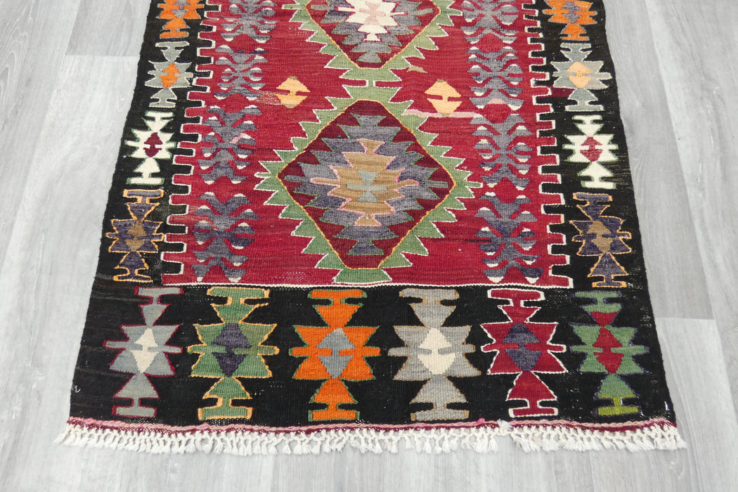 Handwoven Turkish Kilim Accent Rug 130 x 80cm | Geometric Wool Flatweave- Rugs Direct