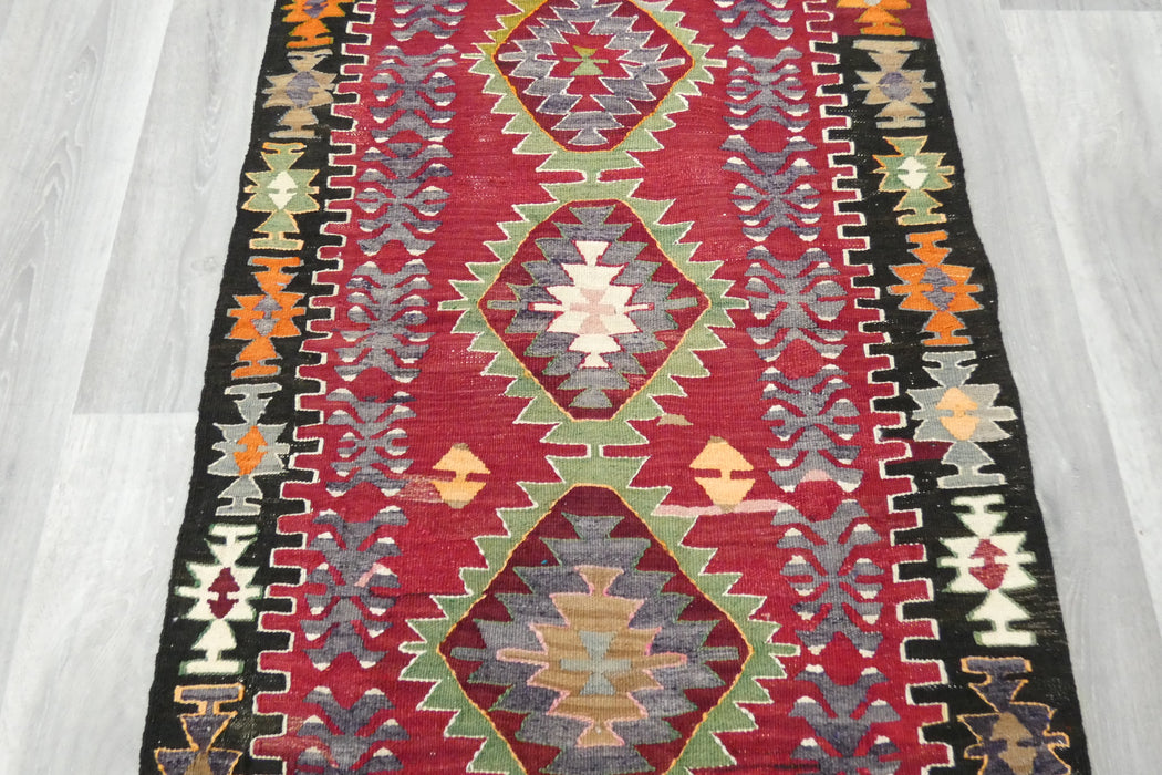 Handwoven Turkish Kilim Accent Rug 130 x 80cm | Geometric Wool Flatweave- Rugs Direct