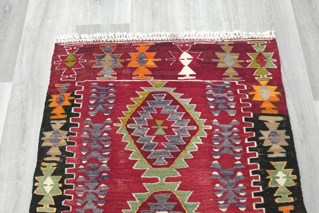 Handwoven Turkish Kilim Accent Rug 130 x 80cm | Geometric Wool Flatweave- Rugs Direct