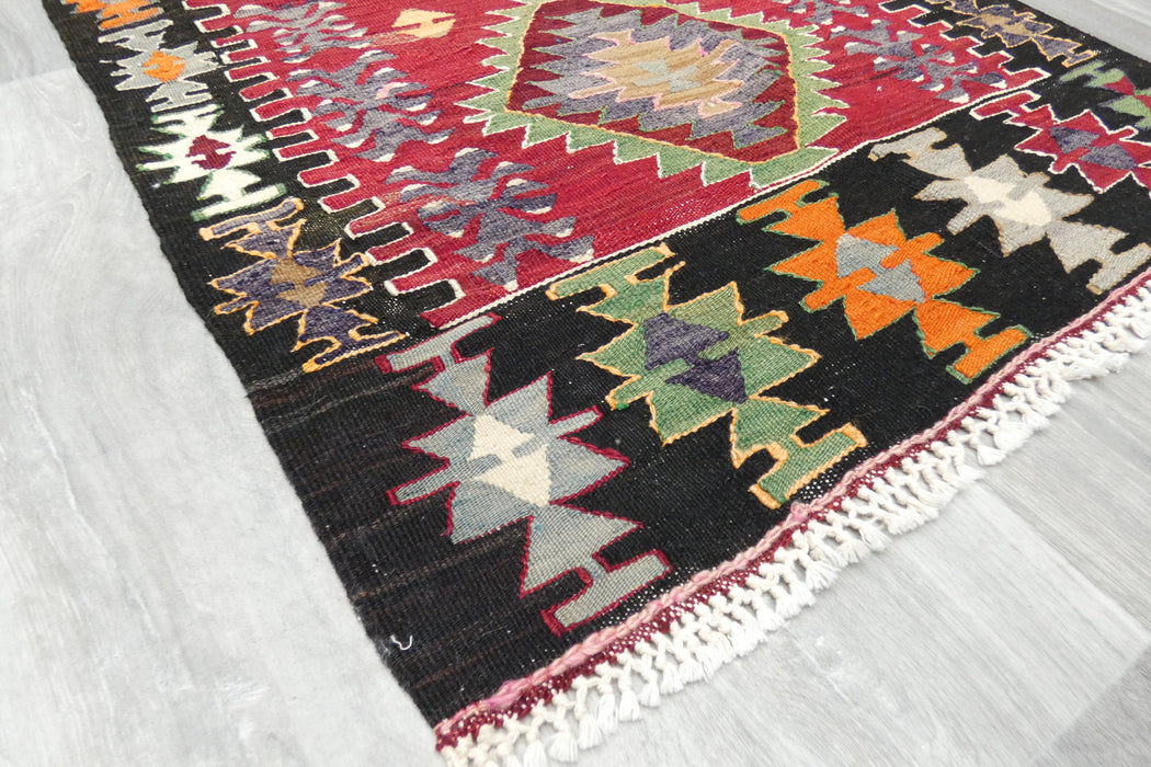 Handwoven Turkish Kilim Accent Rug 130 x 80cm | Geometric Wool Flatweave- Rugs Direct