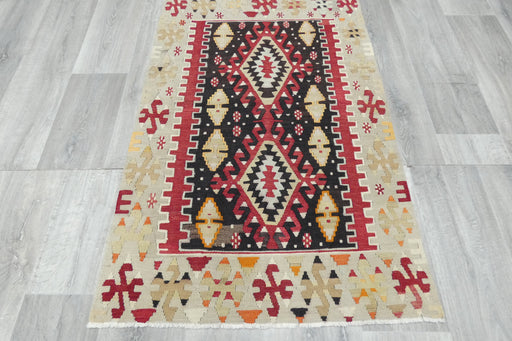 Handwoven Turkish Kilim Accent Rug 127 x 82cm | Geometric Wool Flatweave- Rugs Direct 