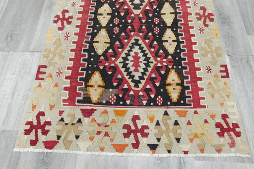 Handwoven Turkish Kilim Accent Rug 127 x 82cm | Geometric Wool Flatweave- Rugs Direct 