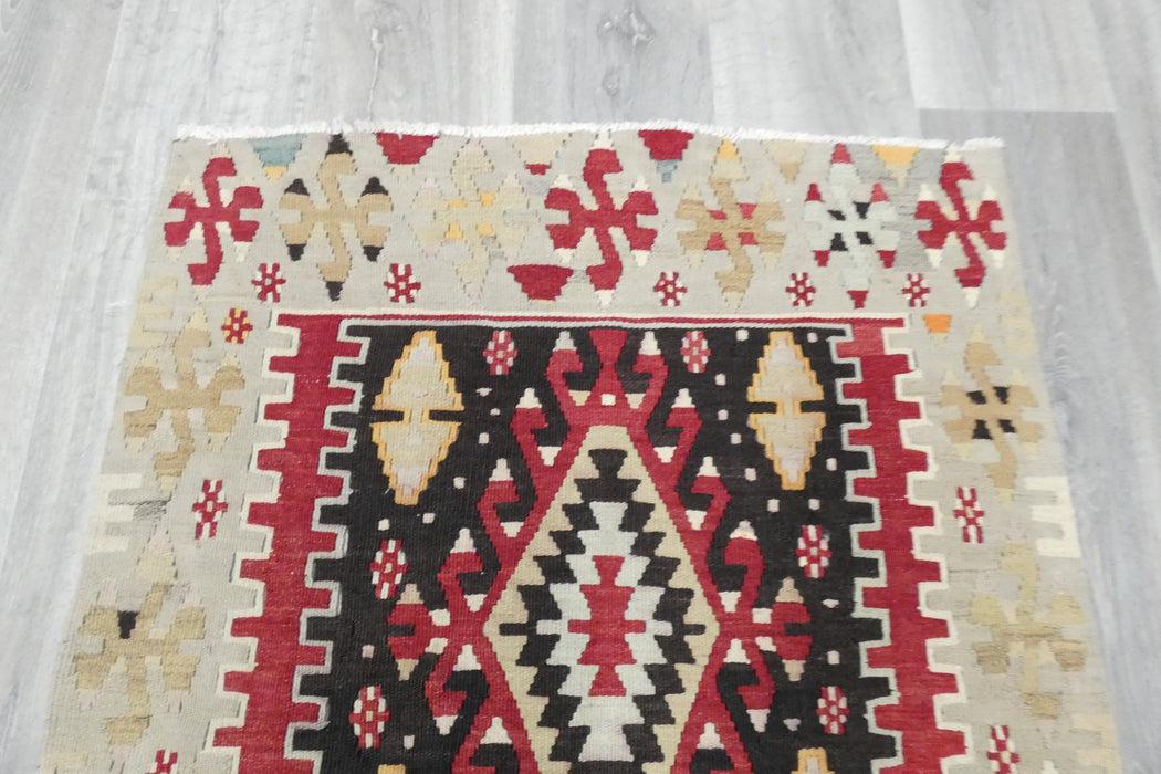 Handwoven Turkish Kilim Accent Rug 127 x 82cm | Geometric Wool Flatweave- Rugs Direct 